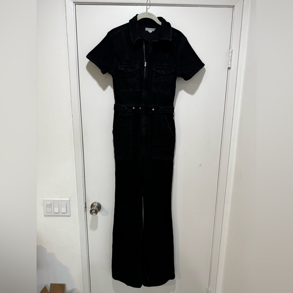 Good American Fit For Success Bootcut Black Denim Jumpsuit - Picture 5 of 7